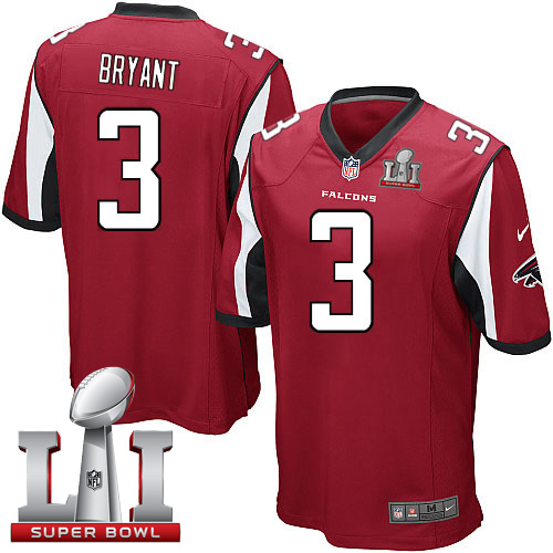 Nike Falcons #3 Matt Bryant Red Team Color Super Bowl LI 51 Youth Stitched NFL Elite Jersey